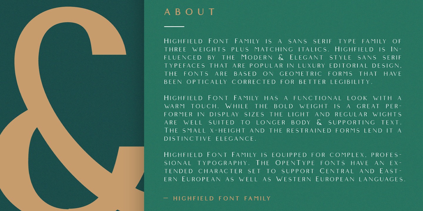 Пример шрифта Highfield Bold Italic